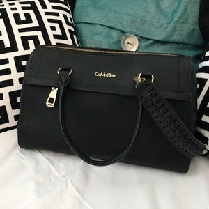 NWOT Calvin Klein black saffiano leather bag